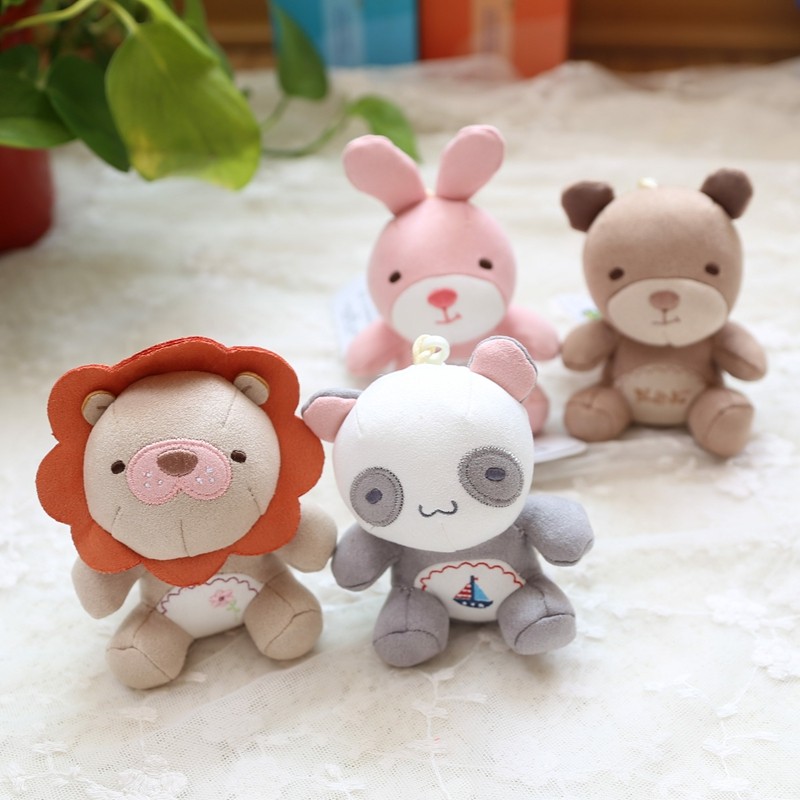 正版萌团小公仔狮子兔子钥匙扣圈毛绒小公仔书包挂件饰品女礼物品