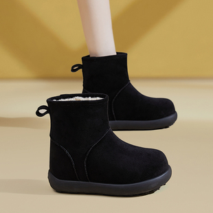 加绒保暖坡跟短靴 小个子时尚 厚底内增高9CM防滑雪地靴女冬季 新款
