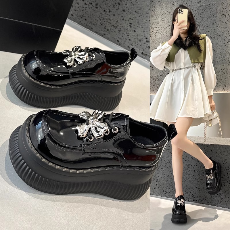 厚底增高8.5CM英伦风小皮鞋百搭