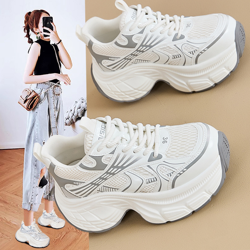 厚底内增高爆款真皮加绒老爹鞋