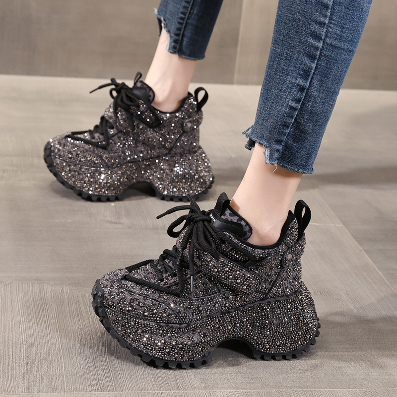 厚底时尚满钻内增高休闲老爹鞋