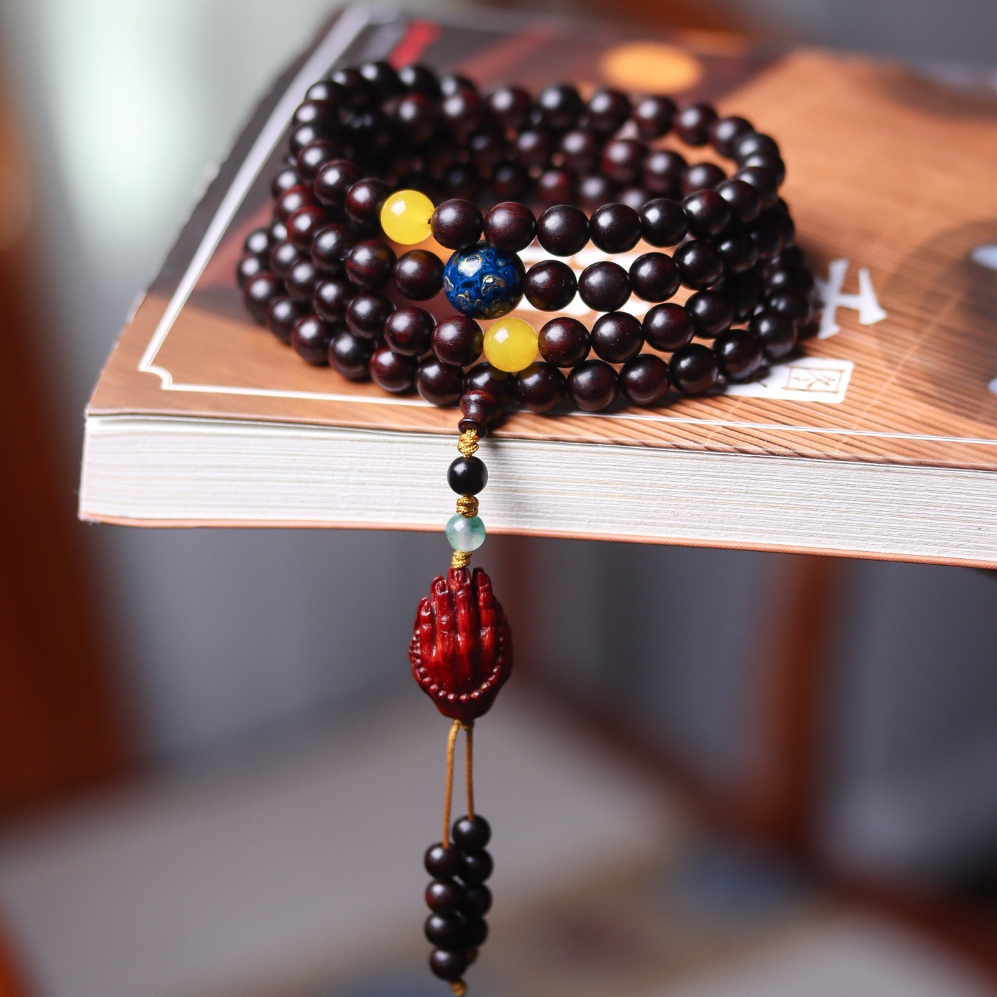 高端金星小叶紫檀手串6mm佛手檀香木质佛珠手链多圈沉香盘玩念珠