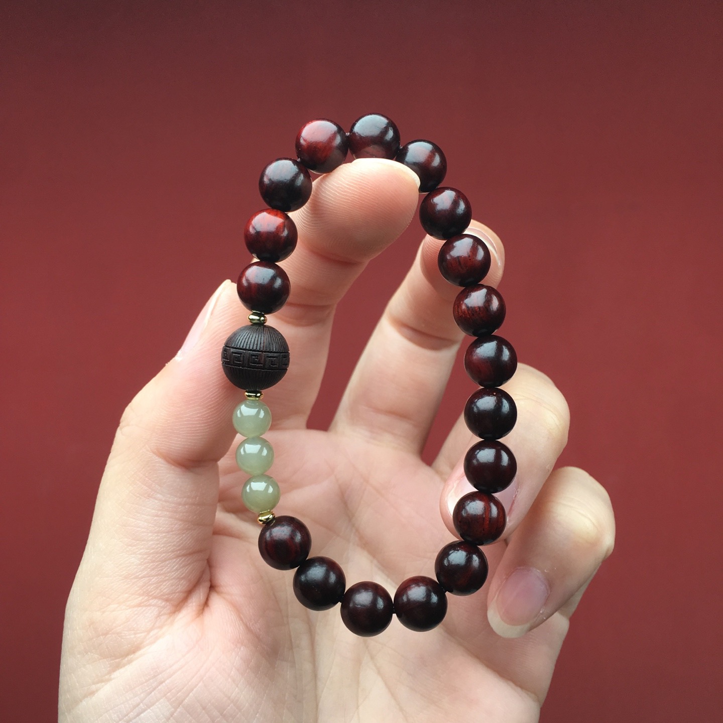 正宗印度小叶紫檀手串单圈百搭貔貅招财转运补木手链女檀木文玩佛