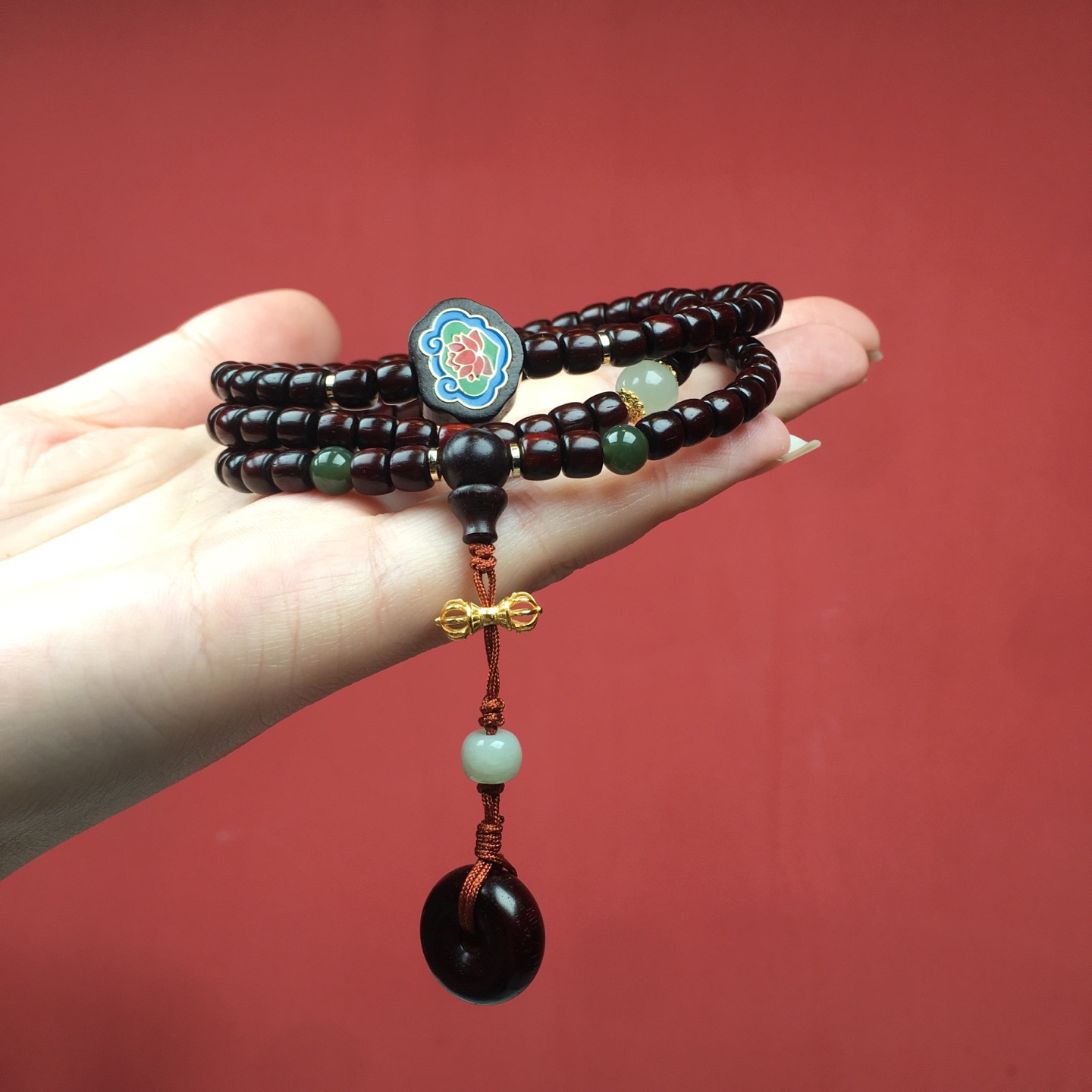 印度小叶紫檀平安扣手串2025年新款女士高档小众精致木质佛珠手链