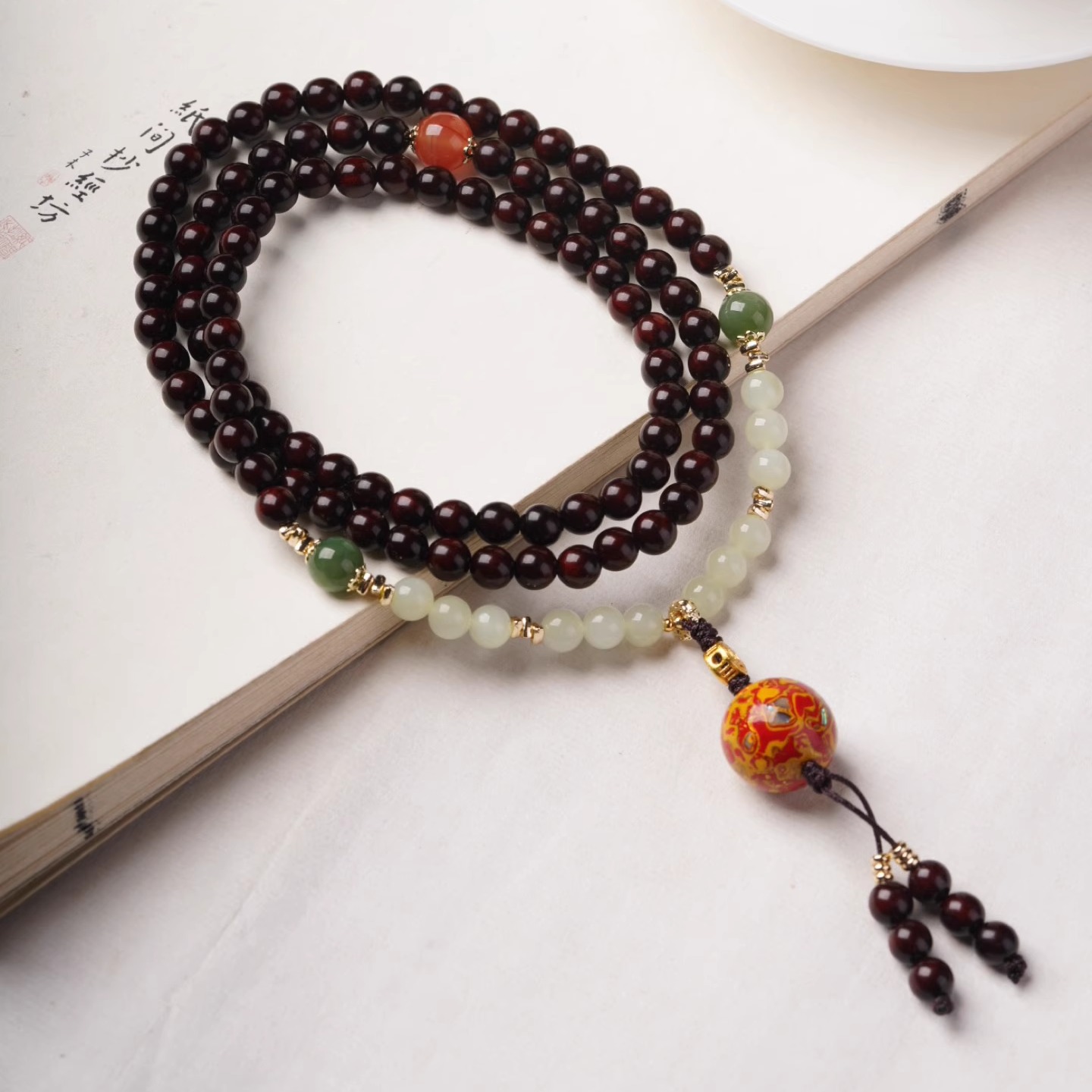 印度小叶紫檀手串108颗百搭叠戴招财转运补木手链女檀木文玩佛珠