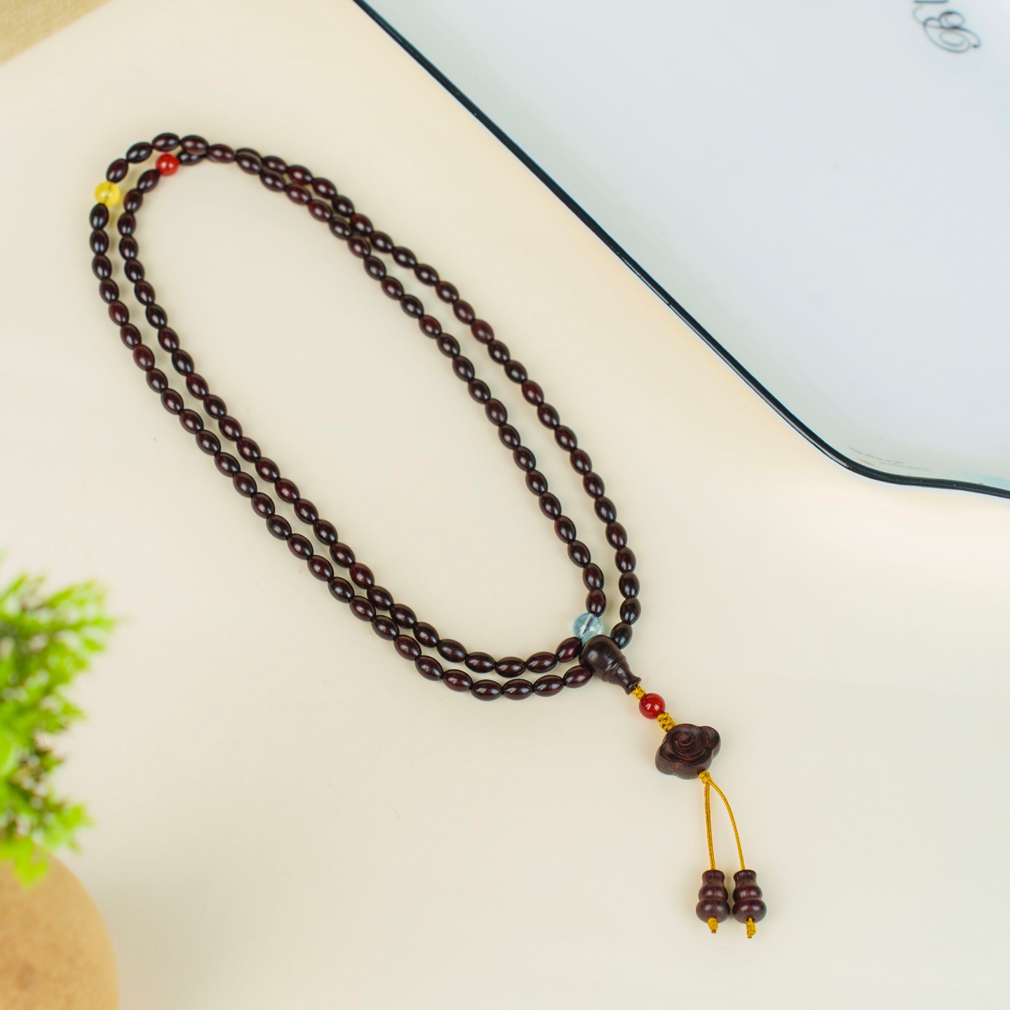 印度小叶紫檀念珠手串108颗佛珠男女手链满金星老料檀木多圈项链