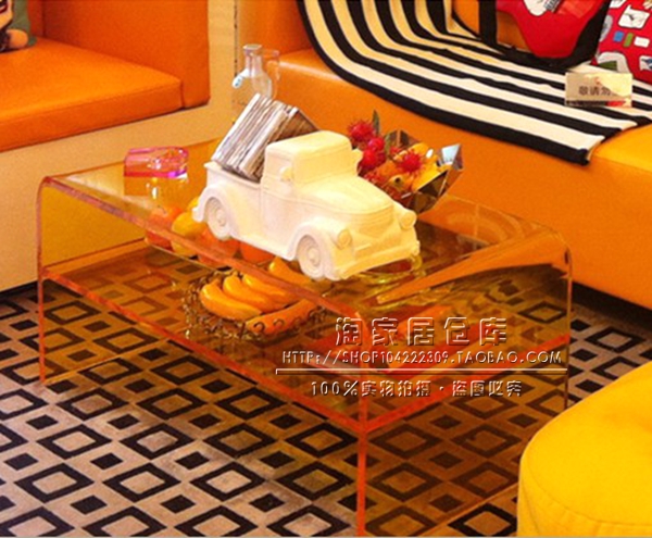 简约时尚现代茶几亚克力长方形桌小户型热弯茶几床头边角几定做