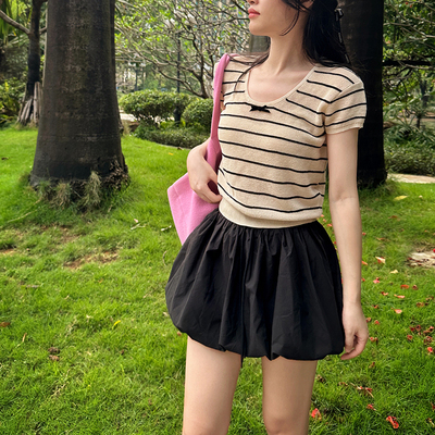 短裙A字型通勤蓬蓬裙黑色半身裙