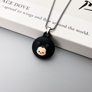 适用于苹果AirTag定位器保护套airtags小孩儿童挂脖项链硅胶apple Tag追踪器保护壳防丢器项链不过敏软壳 Air