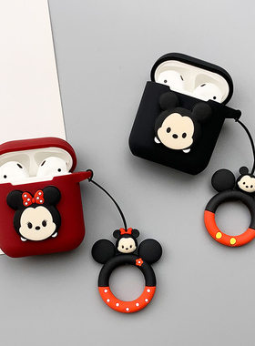 AirPods4四代保护套酒红色卡通韩国适用于苹果无线蓝牙耳机AirPodsPro硅胶外壳AirPods1/2/3一体式A1602情侣