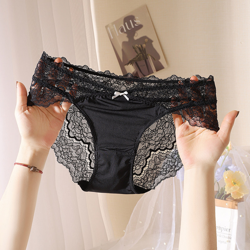 法式复古低腰镂空蕾丝内裤女无痕