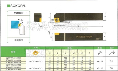 皇冠信誉/75度废角刀杆/螺钉式外圆数控车刀/SCKCR2525M09 25方正