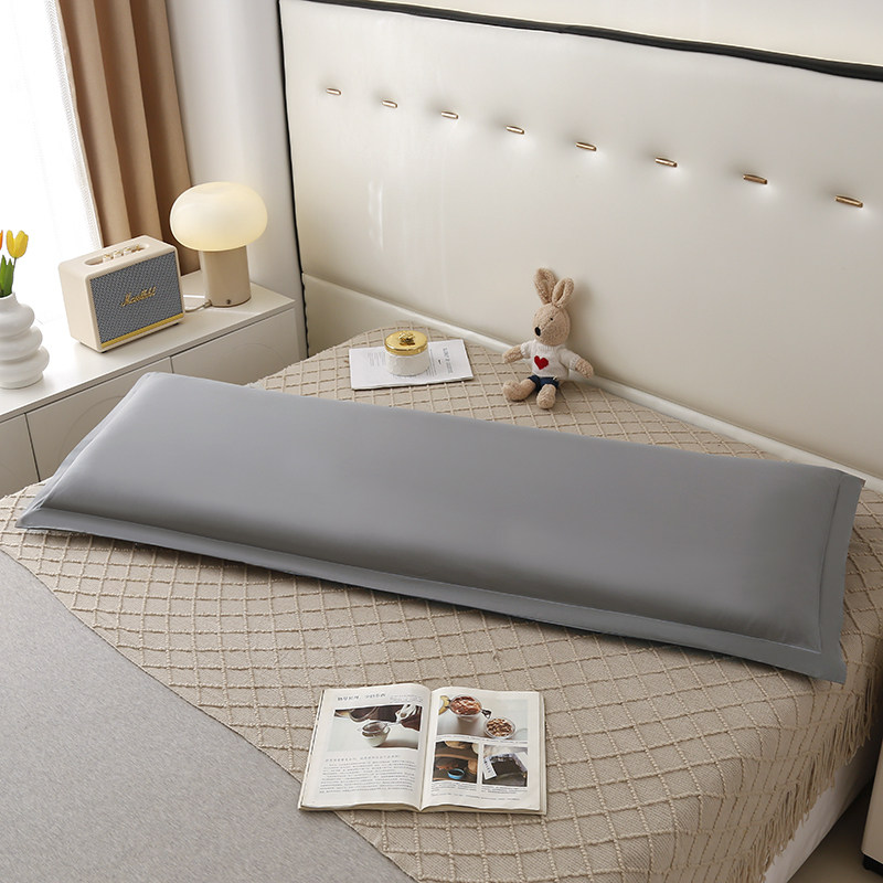 全棉双人长枕套纯色宽边大号情侣亲子信封式纯棉1.8m加长枕头套