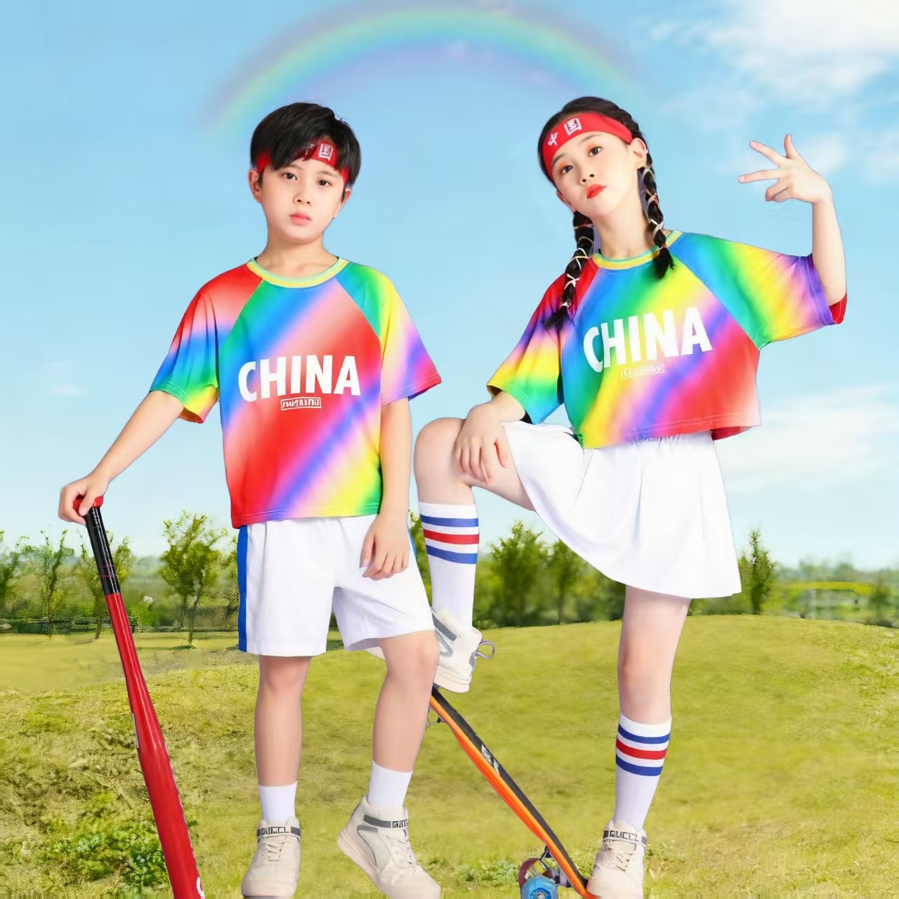 儿童啦啦队演出服小学生合唱班服