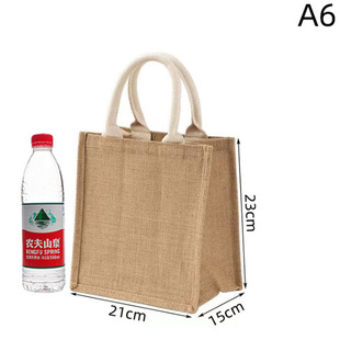 手提麻布袋子学生帆布防水亚麻便当包无印黄麻印logo定做旅行袋子