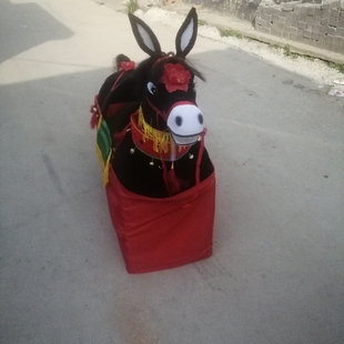 秧歌毛驴社火毛驴庙会黑叫驴民间跑驴庙会演出扭秧歌大马道具跑驴