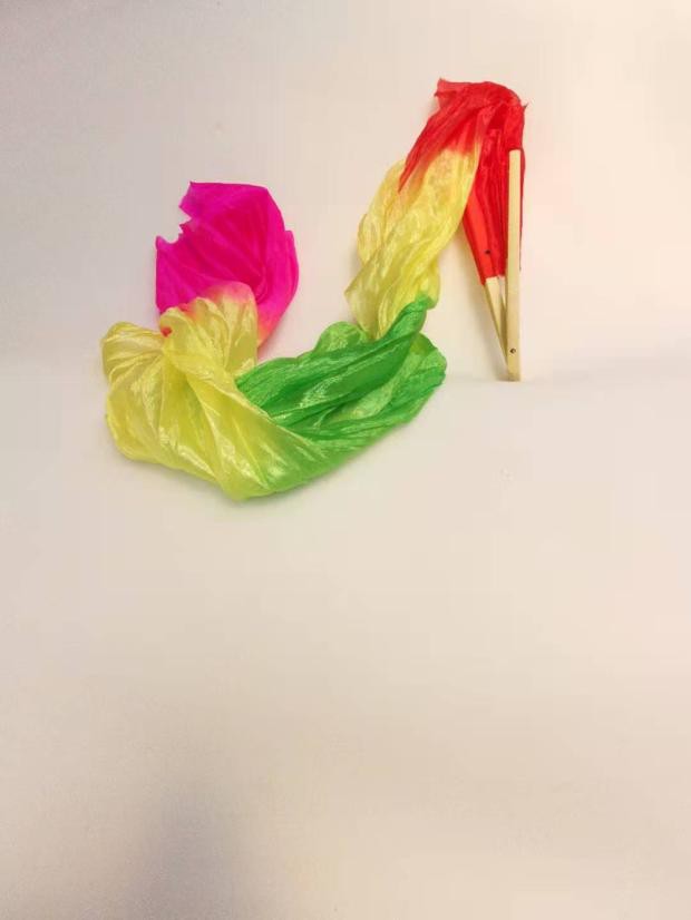 一尺黄粉庙会加长扇子白绿三色