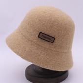 s23秋冬新款 韩版 小皮标百搭休闲羊毛混纺渔夫帽女盆帽保暖针织帽