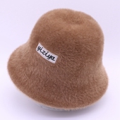 S71休闲帽韩版 字母贴布渔夫帽女秋冬季 保暖防寒水貂毛可折叠盆帽