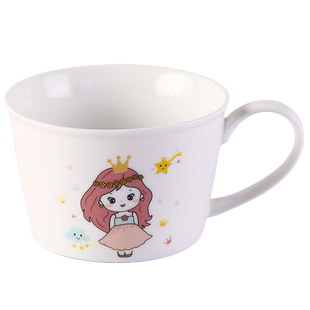 公主可爱儿童女生杯子陶瓷早餐杯马克杯水杯可微波炉梯形小汤杯