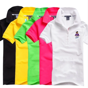 polo衫 翻領短袖 定制印logo工作服運動上衣 寬松大碼 純棉t恤女夏季