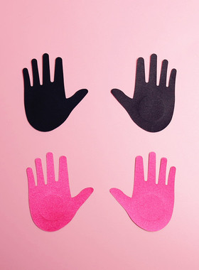 个性手掌形乳头贴 性感黑色玫红色手掌形一次性超薄美胸贴 咪咪贴