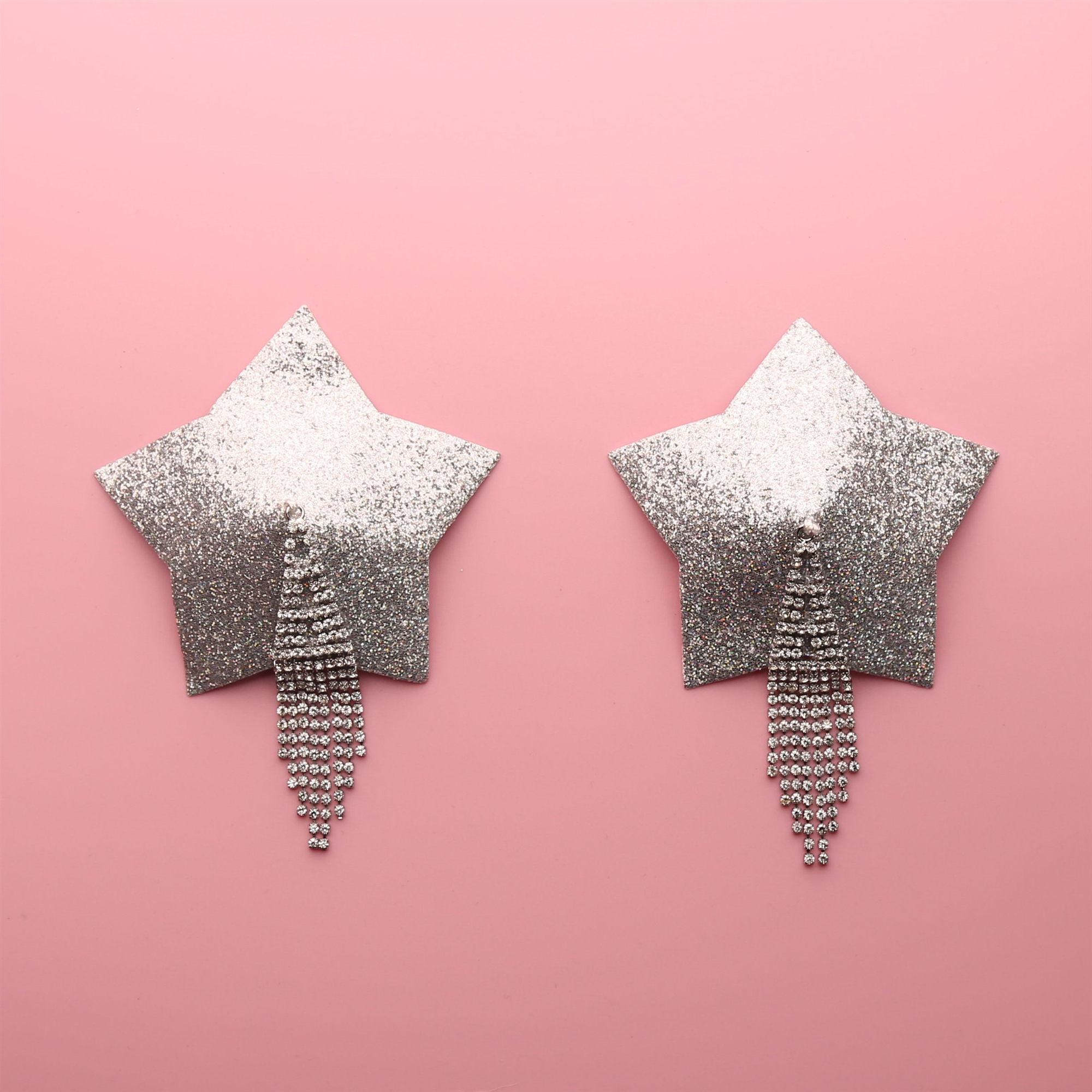 新款高品质 闪亮银色五角星银链乳贴  性感钻链装饰胸贴 垂感好