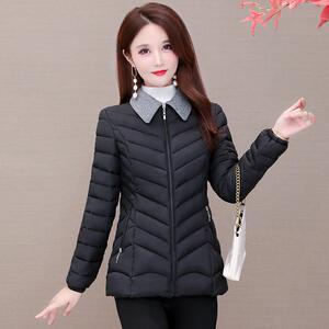 新款轻薄夹棉外套女冬季新款棉衣妈妈装小个子短款羽绒棉服小棉袄