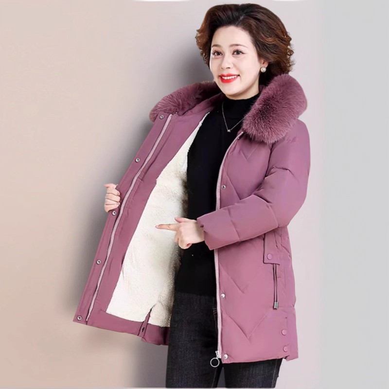妈妈装棉袄女款2025新款羽绒棉服中老年女装冬款棉衣加绒外套袄子