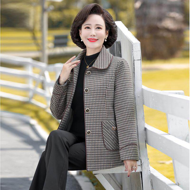 中年妈妈春秋时尚洋气春季外套女款老年人中老年2025新款秋装上衣