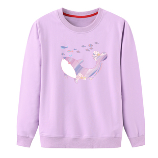 纯棉套头卫衣女春秋2025年新款 上衣外套ins潮甜美 圆领无帽长袖