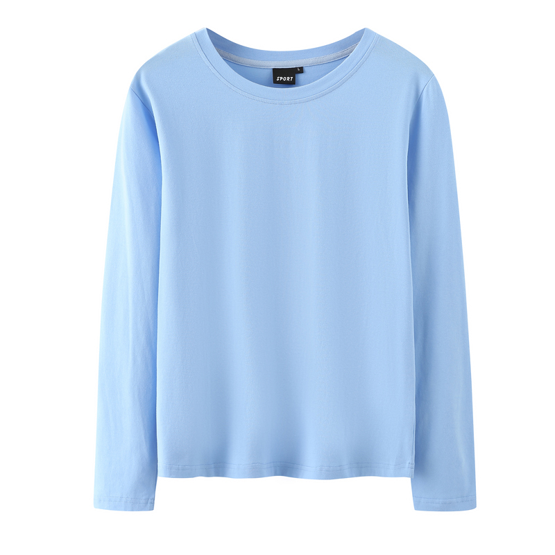 纯棉长袖t恤女春装2024新款打底衫薄款早春粉色女上衣纯色加大码