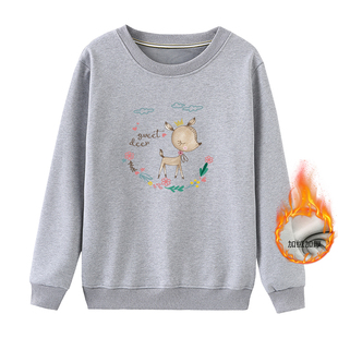 加大码女装胖mm秋冬2025新款韩版宽松加绒加厚上衣圆领女士卫衣潮