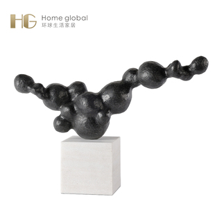 设计艺术摆件 环球家居悦生活现代简约抽象黑色球群雕塑样板间软装