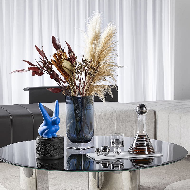 环球软装设计师悦生活简约客厅展示盒仿真假花卉方形花瓶花器摆件