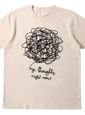 我的想法 趣味纯棉百搭美式T恤复古vintagetee男女宽松短袖tshirt