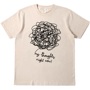 我的想法 趣味纯棉百搭美式T恤复古vintagetee男女宽松短袖tshirt