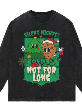 圣诞平安夜 重磅美式复古vintagetee水洗做旧短袖t恤男女长袖卫衣