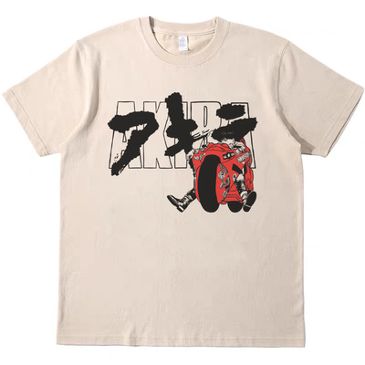 阿基拉动漫 直喷印花T恤复古vintagetee男女宽松休闲短袖tshirt