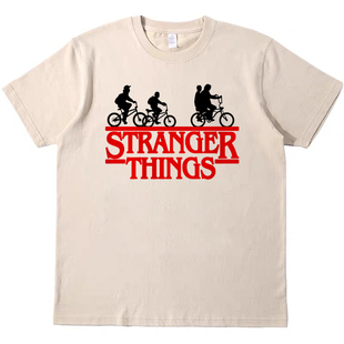 怪奇物语T恤Stranger 宽松纯棉vintage男女情侣tee Things复古美式
