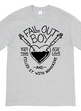 fall out boy摇滚乐队EMO音乐节 美式复古短袖男女情侣T恤纯棉tee
