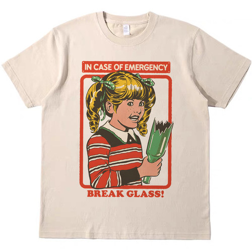 紧急情况 趣味搞怪美式插画短袖bf男女情侣T恤纯棉t复古teeshirt
