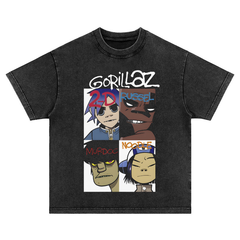 街头霸王blur美式vintage水洗做旧重磅纯棉宽松圆领长短袖T恤男女