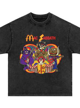 mac sabbath摇滚乐队美式重磅水洗做旧纯棉宽松长短袖t恤男女卫衣