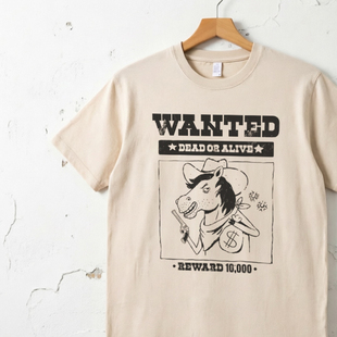 被悬赏的马趣味搞怪美式复古vintagetee男女情侣短袖t宽松纯棉T恤