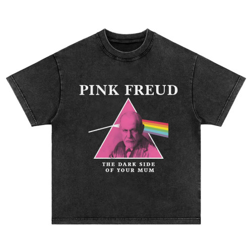 粉色弗洛伊德pink floyd 搞怪美式T恤复古vintage男女宽松短袖tee