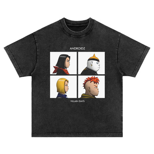 龙珠Gorillaz乐队 搞怪美式水洗做旧纯棉宽松长短袖t恤男女卫衣