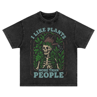 tee水洗做旧纯棉短袖 复古Vintage T恤男女卫衣 美式 我更喜欢植物