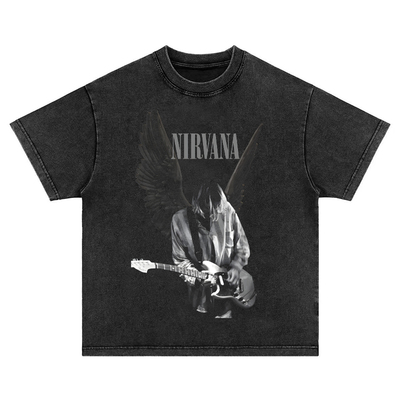 美式复古vintage nirvana kurt cobain水洗做旧纯棉短袖t恤男女
