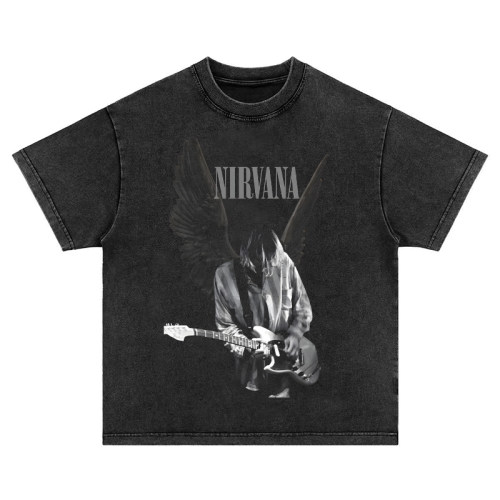 美式复古vintage nirvana kurt cobain水洗做旧纯棉短袖t恤男女